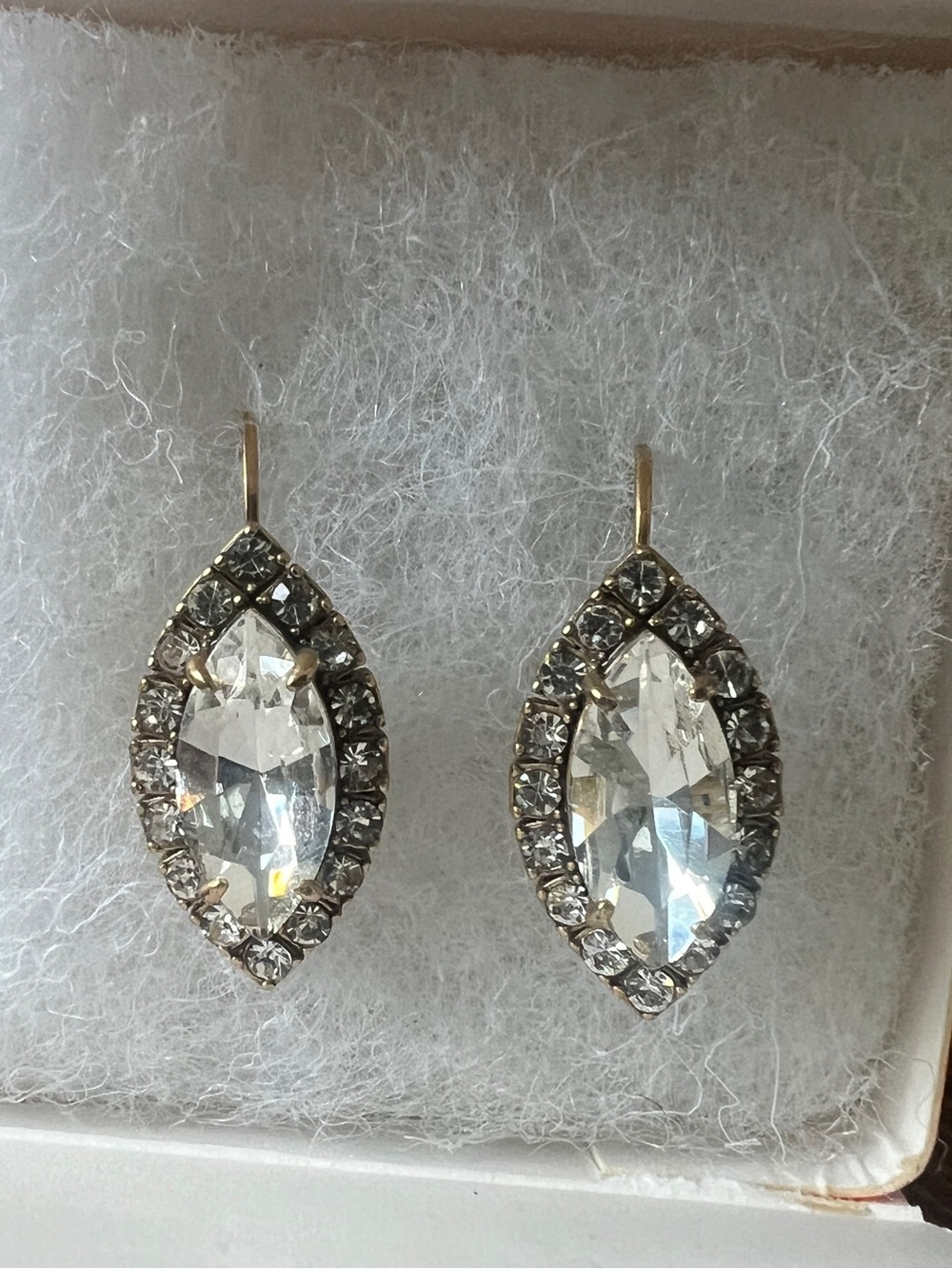 Stella & Dot Ritzy Earrings - Gold Tone Clear Crystal Marquise Drop